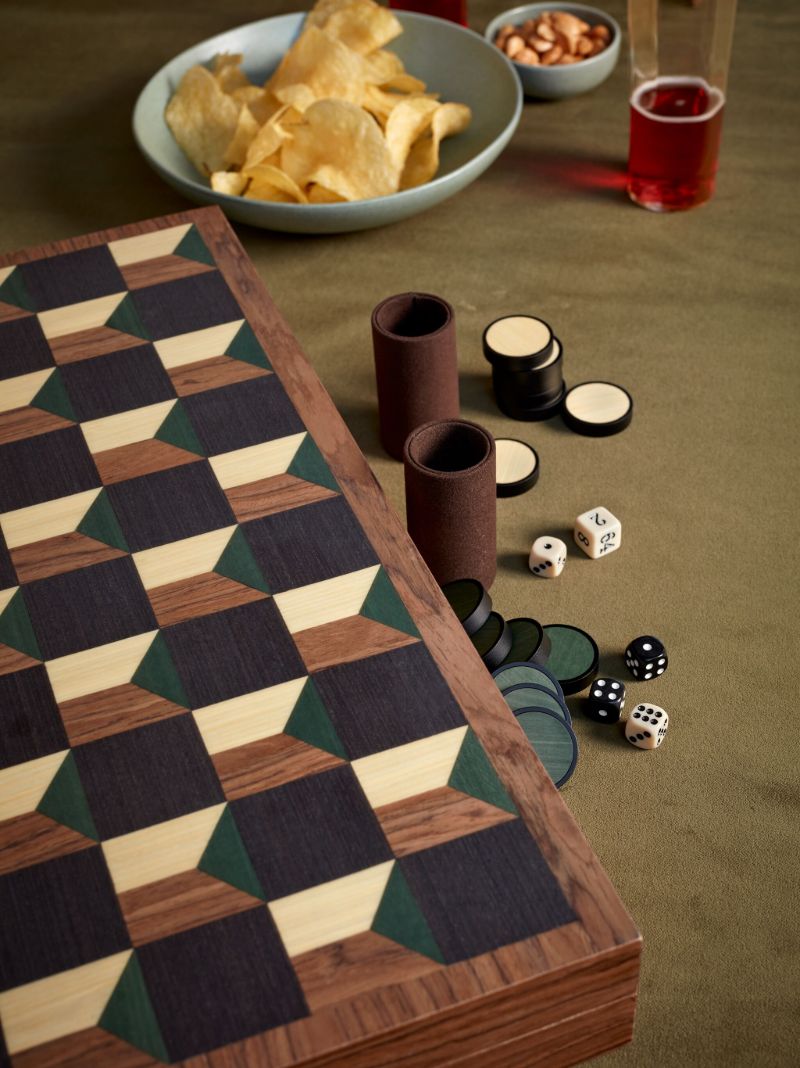 Brown Matis Wood Backgammon Set