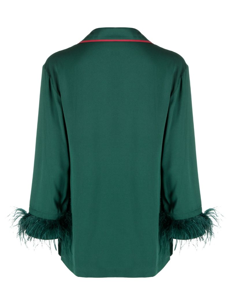 Green Party Feather-trim Pyjama Set