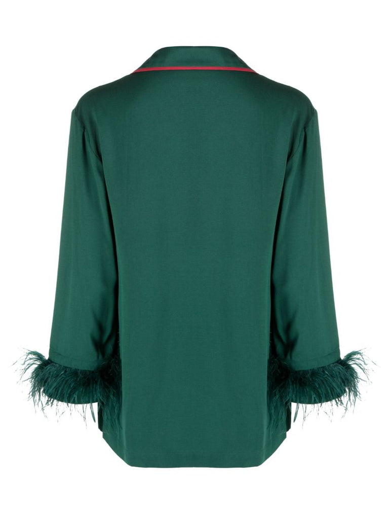 Green Party Feather-trim Pyjama Set
