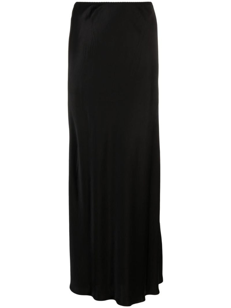 Black 90s Satin Maxi Skirt
