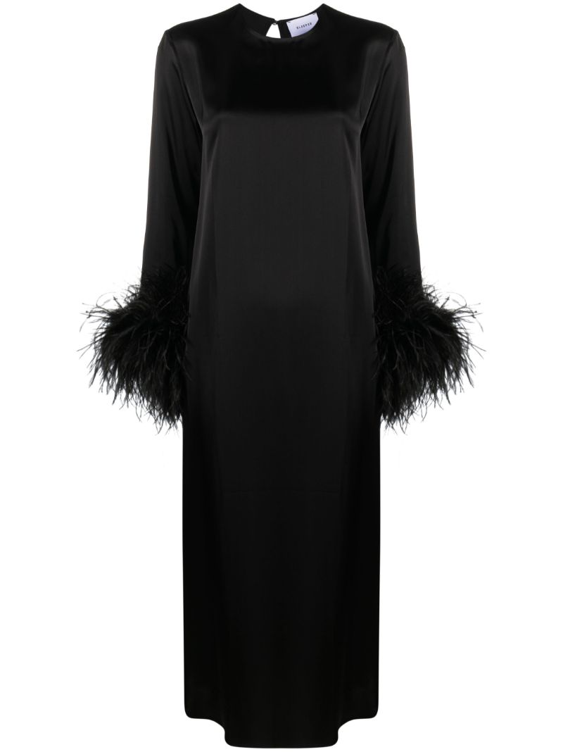 Black Suzi Feather-trim Maxi Dress