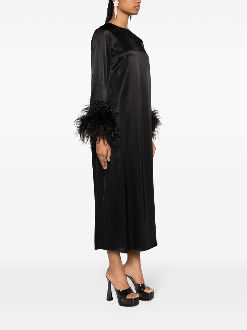 Black Suzi Feather-trim Maxi Dress