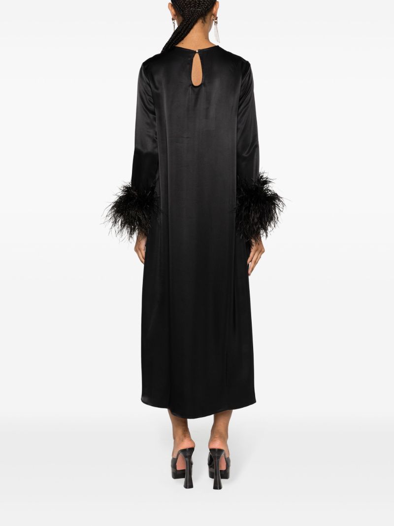 Black Suzi Feather-trim Maxi Dress
