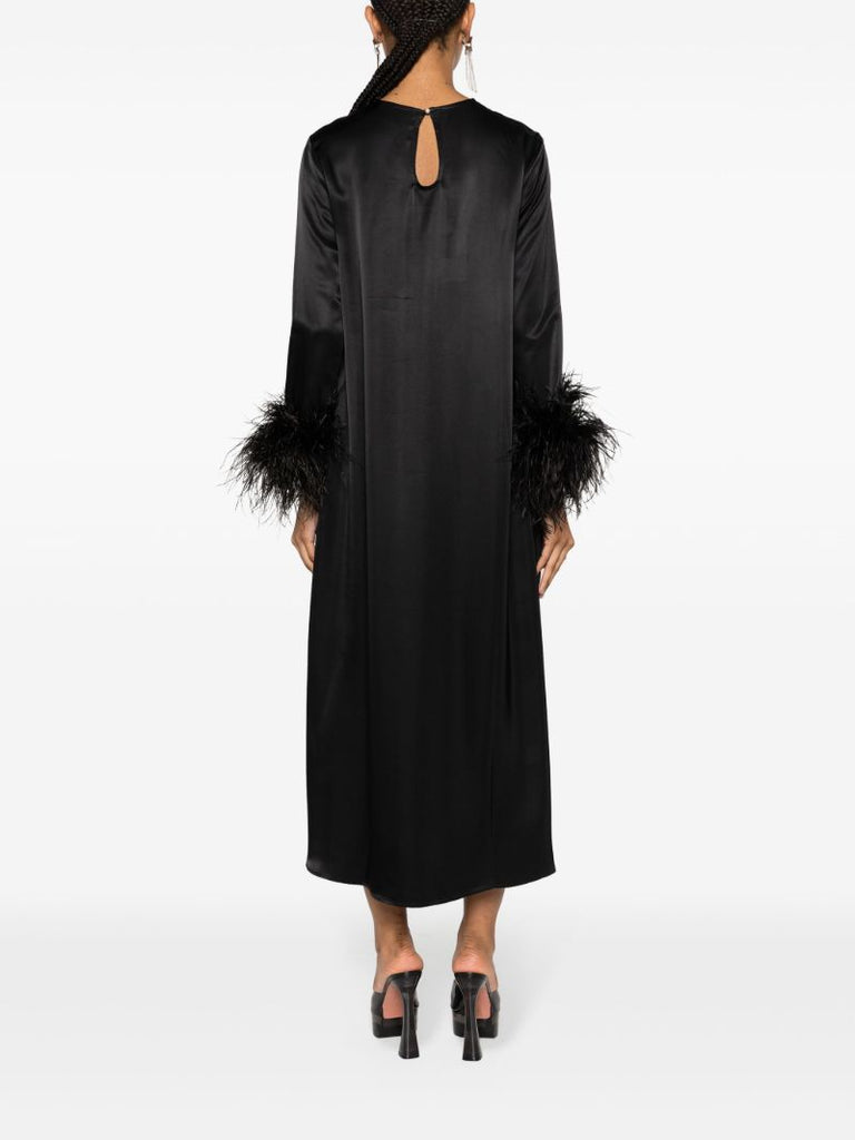 Black Suzi Feather-trim Maxi Dress