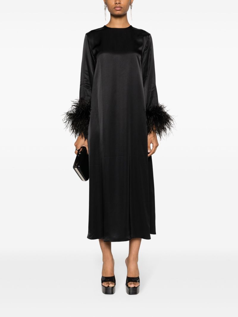 Black Suzi Feather-trim Maxi Dress