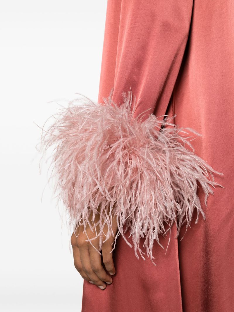 Red Suzi Feather-trim Maxi Dress