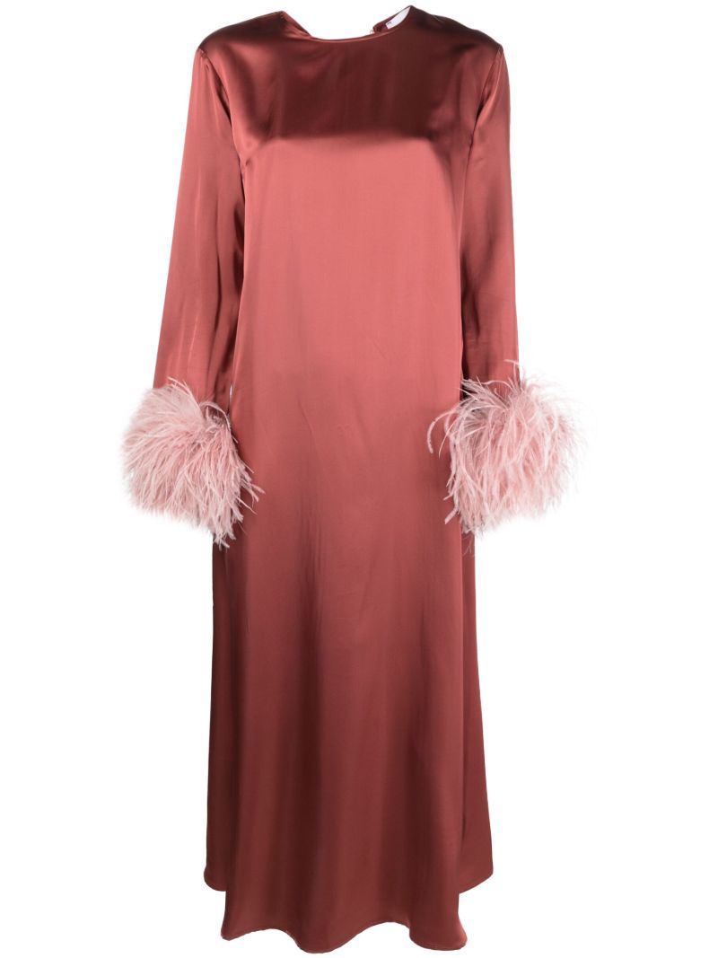 Red Suzi Feather-trim Maxi Dress