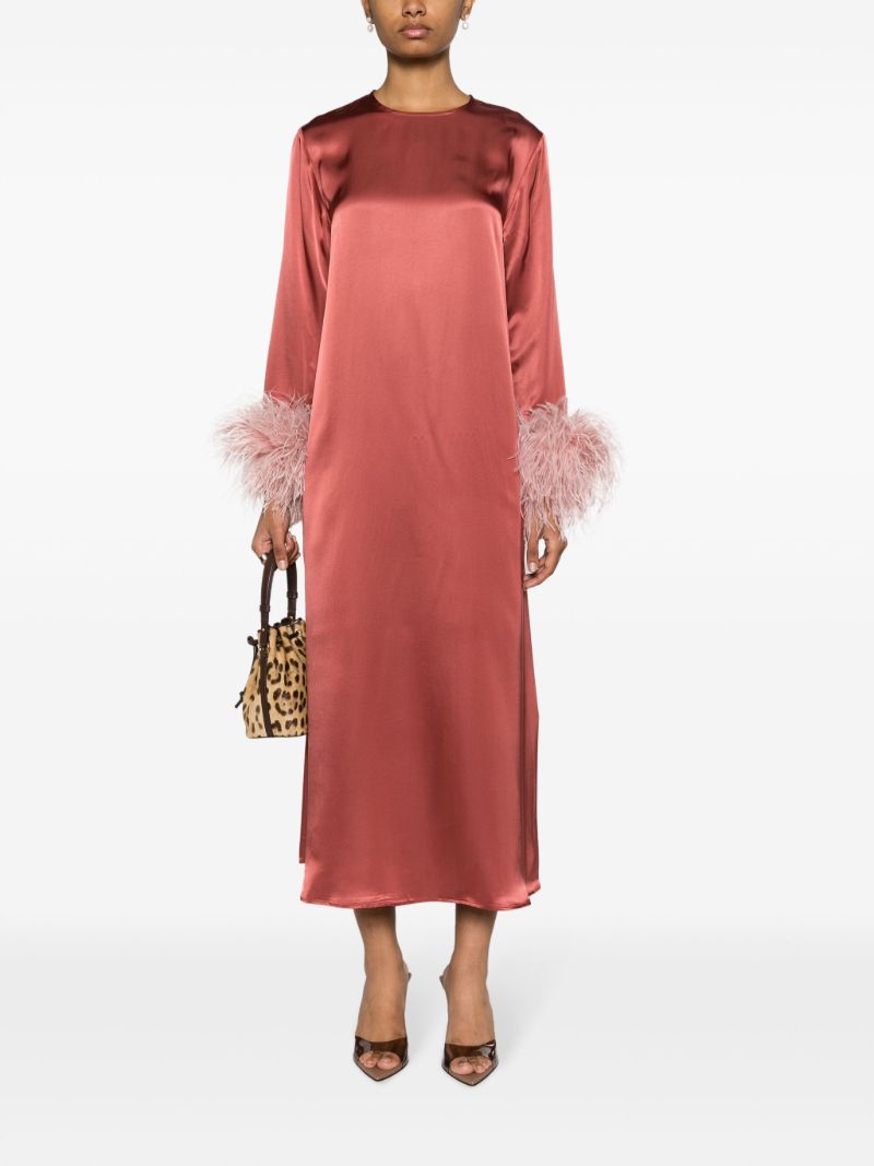 Red Suzi Feather-trim Maxi Dress