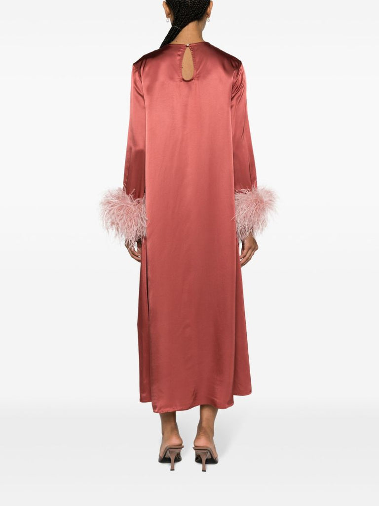 Red Suzi Feather-trim Maxi Dress