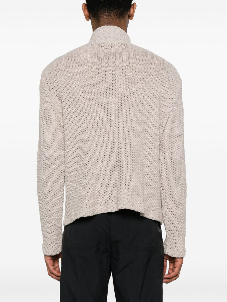 Beige Shrunken Zip-up Cardigan