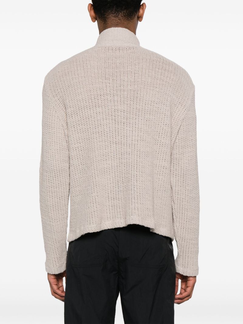 Beige Shrunken Zip-up Cardigan