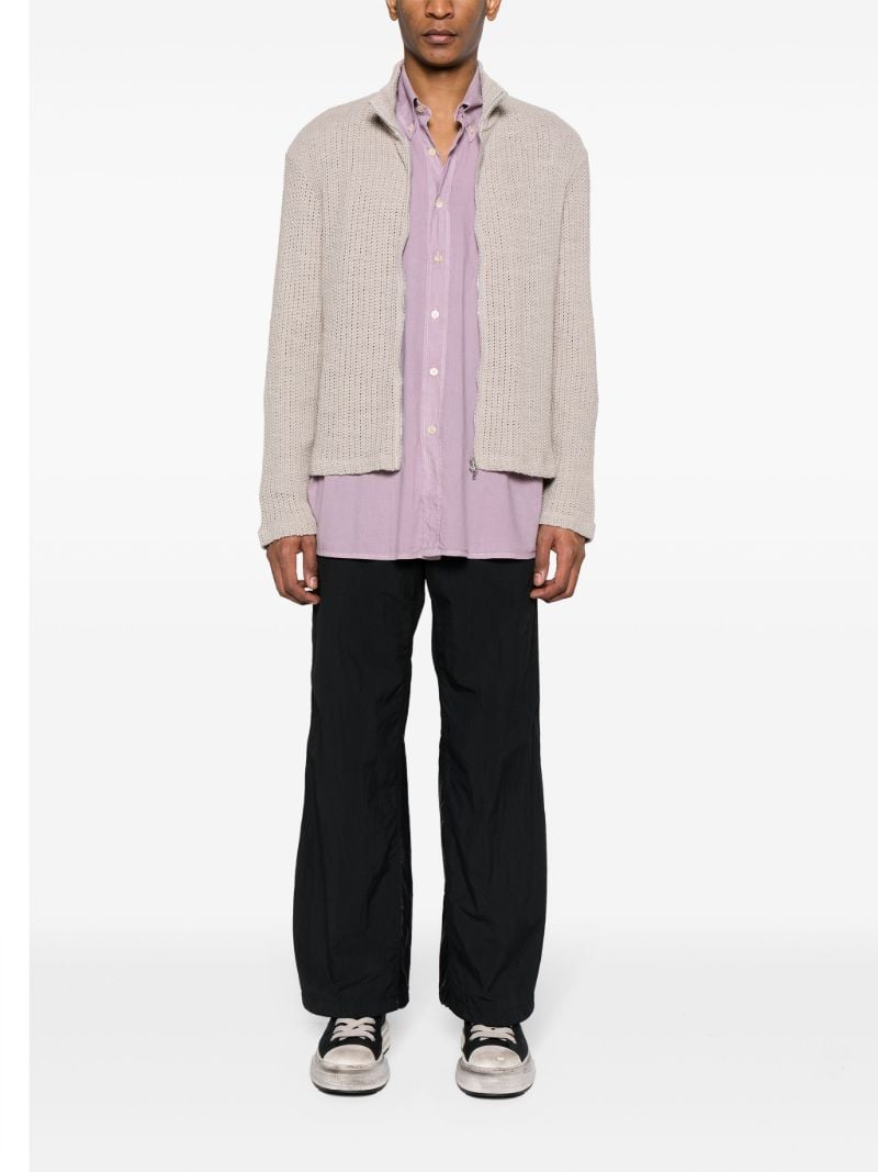 Beige Shrunken Zip-up Cardigan