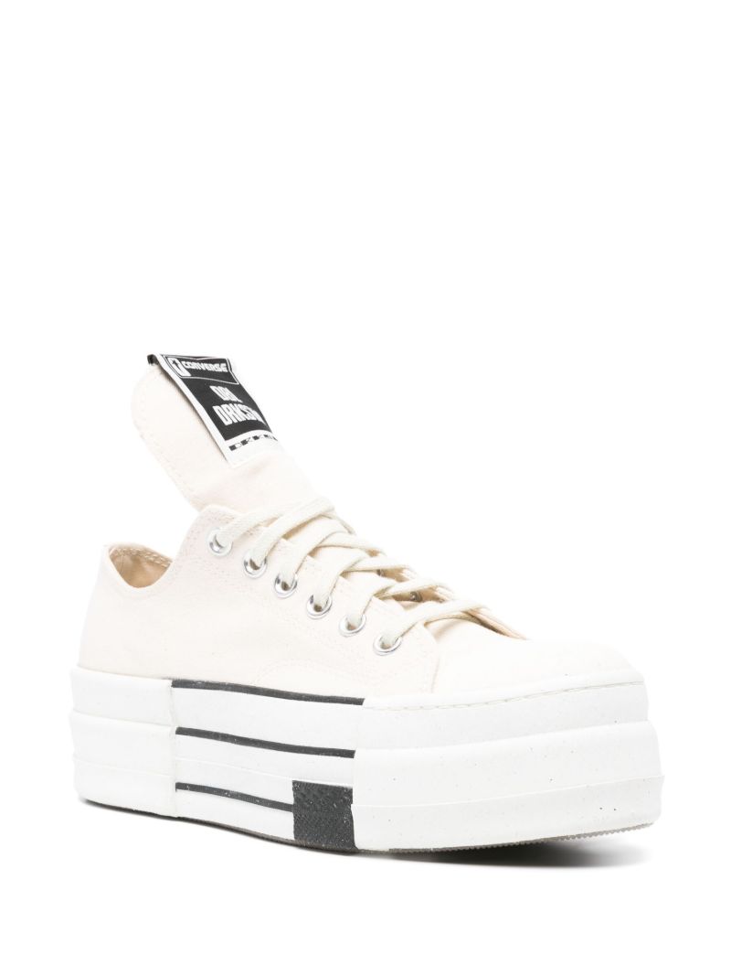 X Converse White Dbl Drkstar Canvas Sneakers