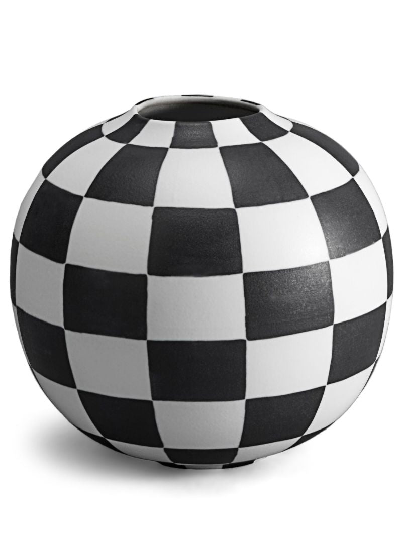 White Damier Porcelain Vase