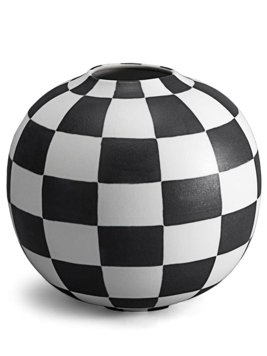 White Damier Porcelain Vase