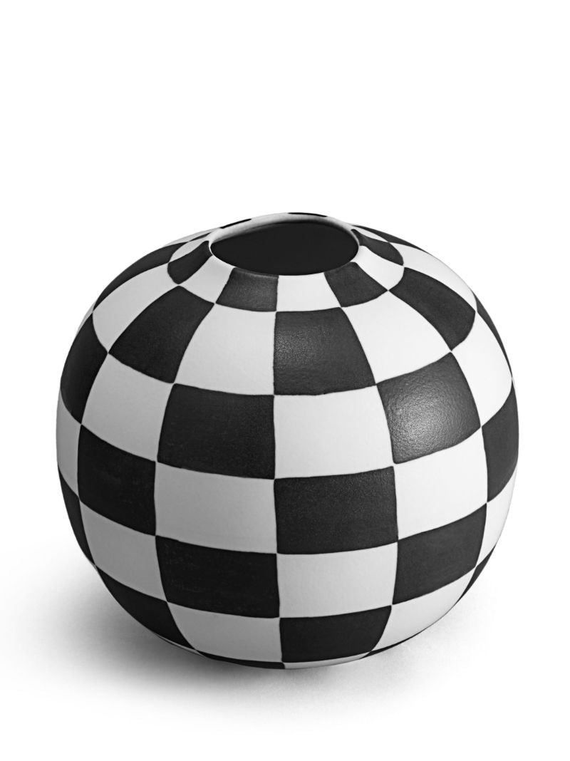 White Damier Porcelain Vase