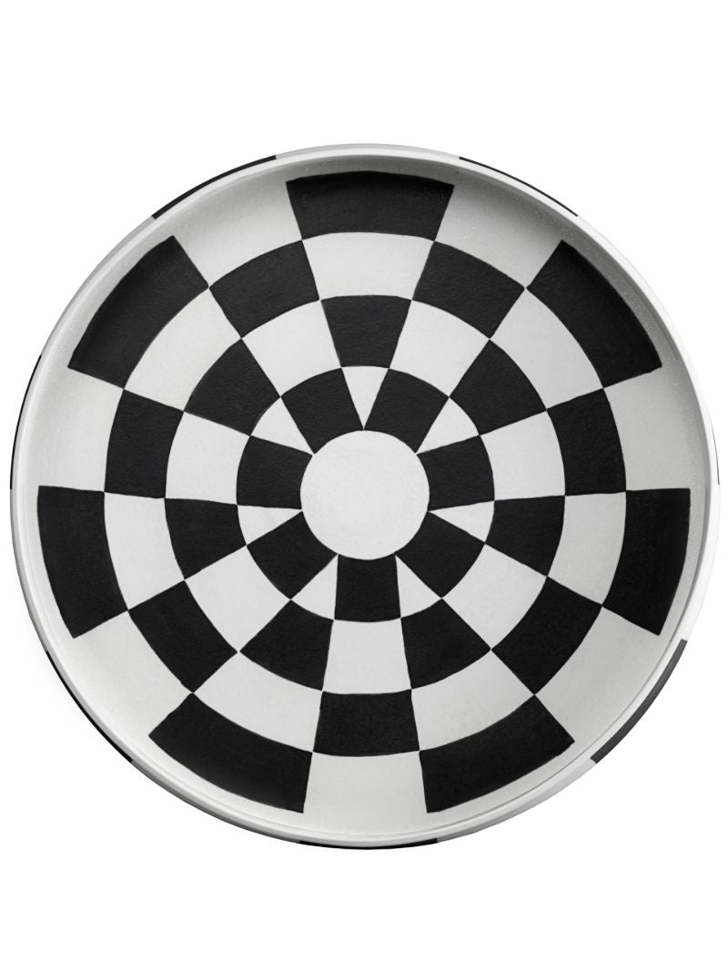 White Damier Porcelain Platter