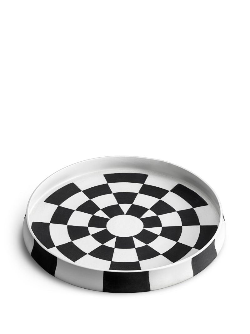 White Damier Porcelain Platter