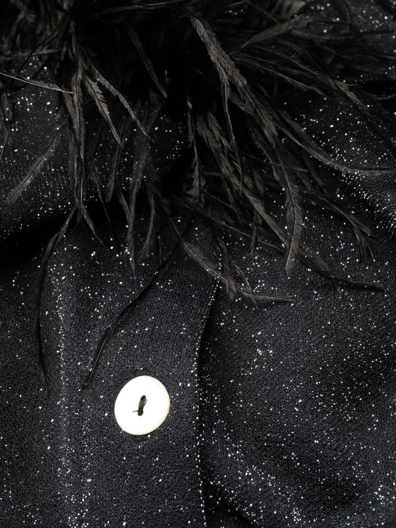 Black Cosmos Feather-trim Pyjamas