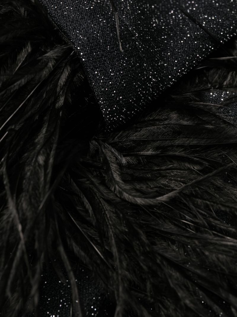 Black Cosmos Feather-trim Pyjamas