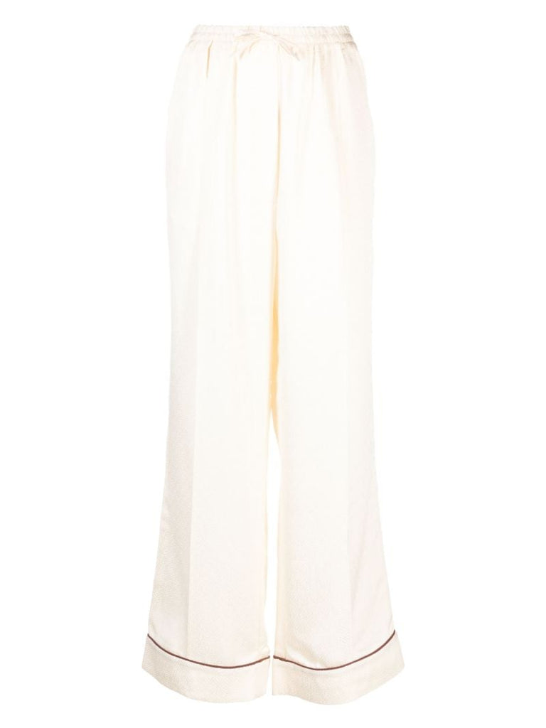 White Pastelle Patterned-jacquard Pyjama Bottoms