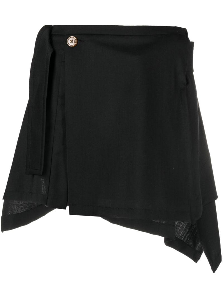 Black Meghan Wool Kilt Skirt