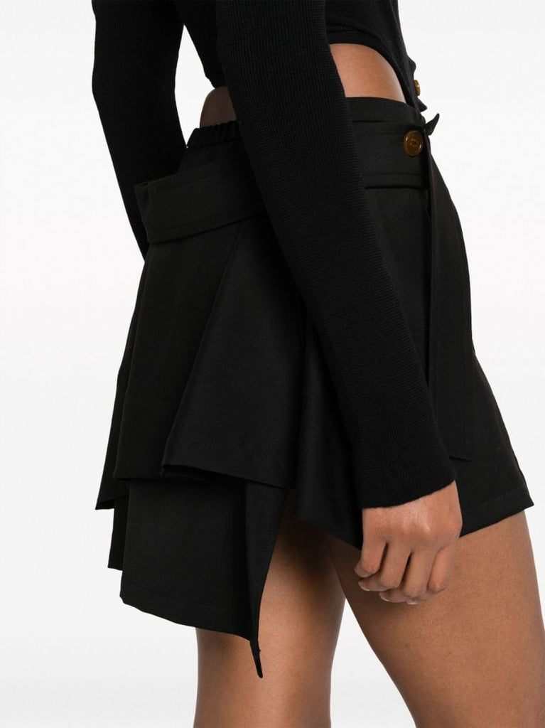 Black Meghan Wool Kilt Skirt