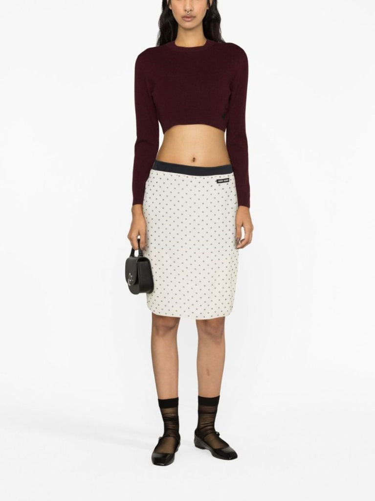 White Polka Dot Silk Skirt