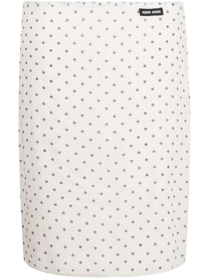 White Polka Dot Silk Skirt