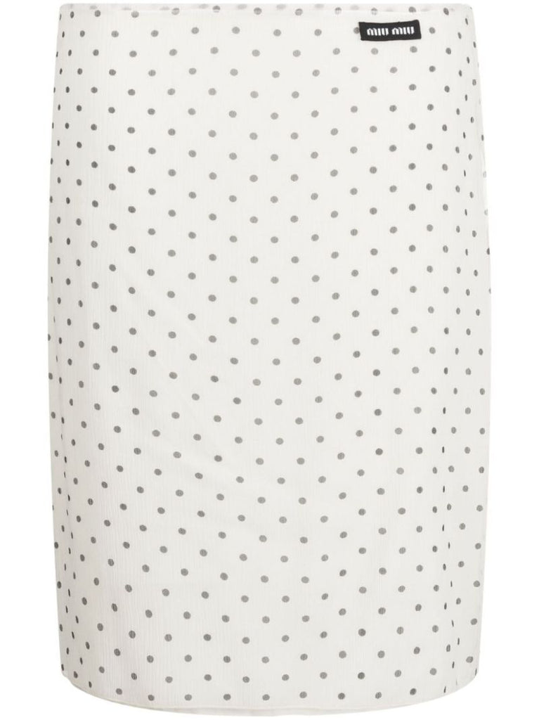 White Polka Dot Silk Skirt