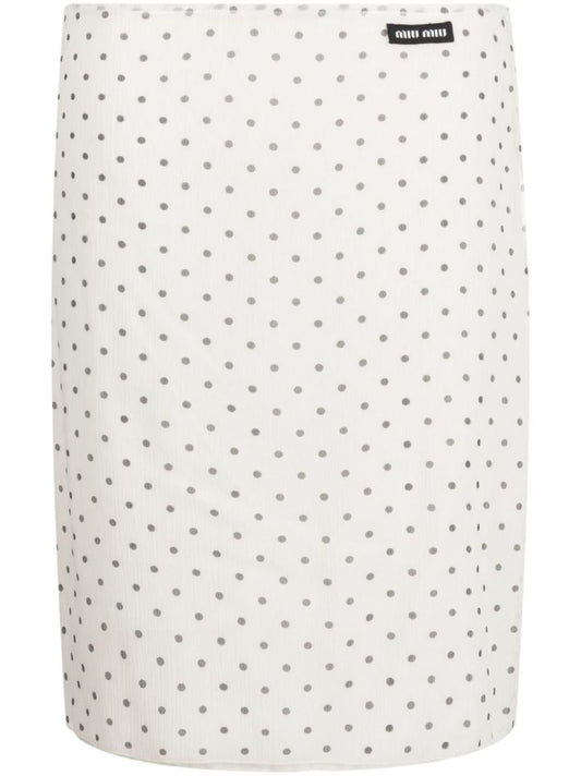 White Polka Dot Silk Skirt