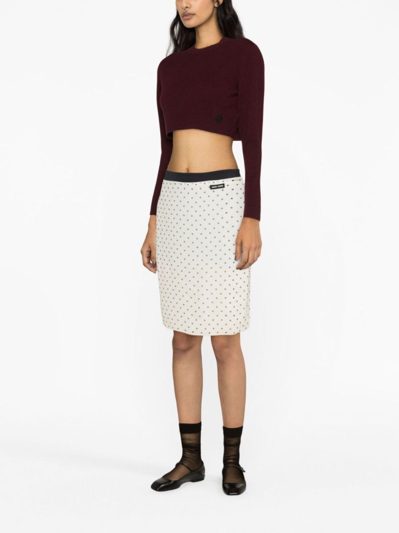 White Polka Dot Silk Skirt