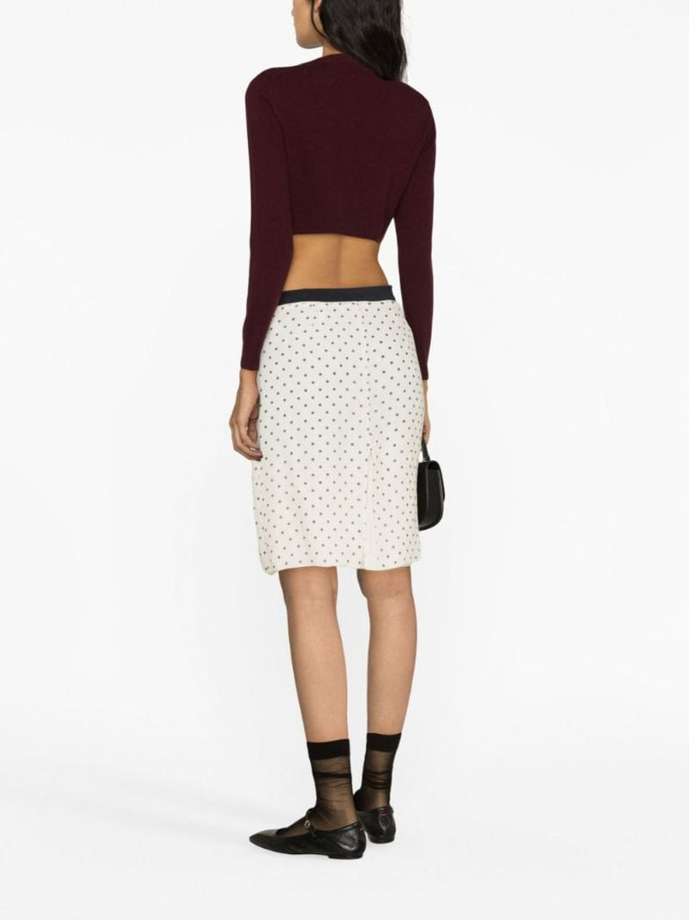 White Polka Dot Silk Skirt