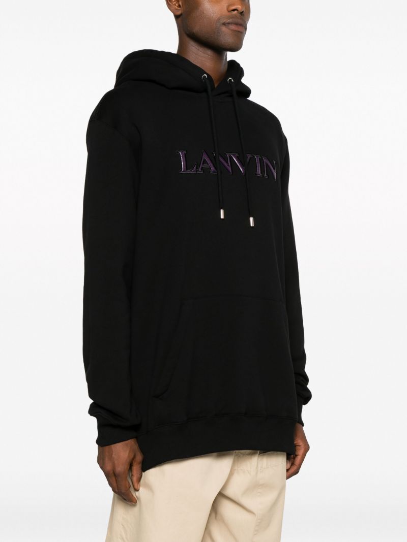 Black Logo-appliquÃ_x0083_Â© Cotton Hoodie