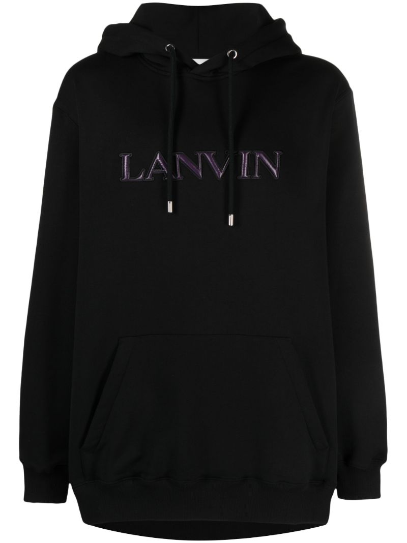 Black Logo-appliquÃ_x0083_Â© Cotton Hoodie
