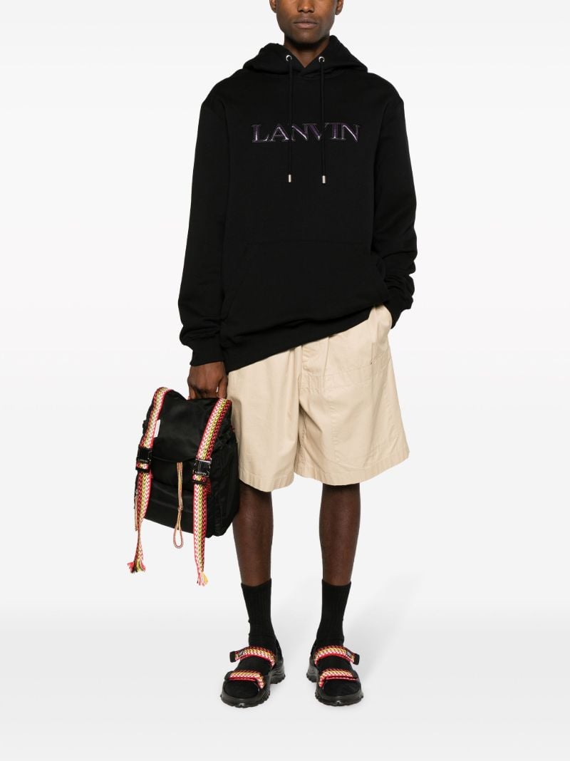 Black Logo-appliquÃ_x0083_Â© Cotton Hoodie