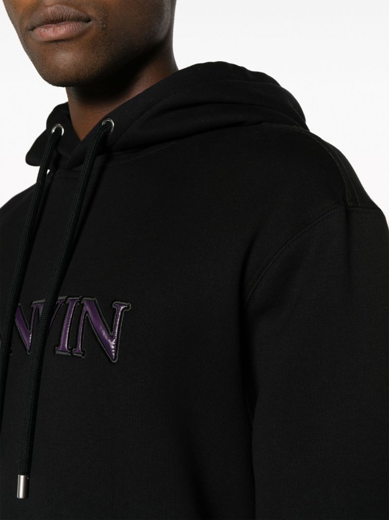 Black Logo-appliquÃ_x0083_Â© Cotton Hoodie