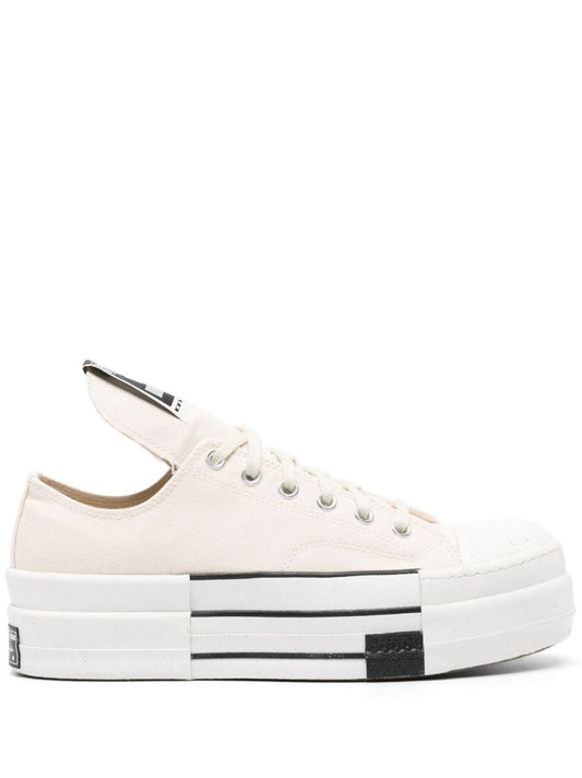 Neutral Oversized-tongue Platform Sneakers