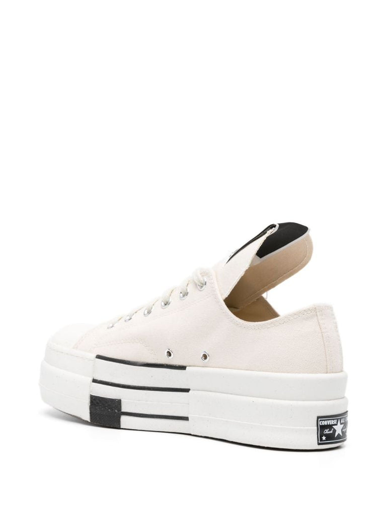 Neutral Oversized-tongue Platform Sneakers