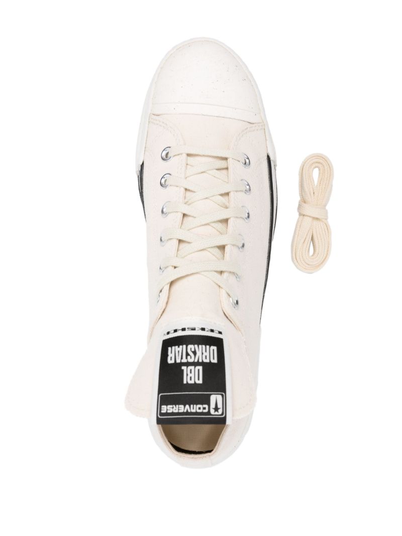 Neutral Oversized-tongue Platform Sneakers