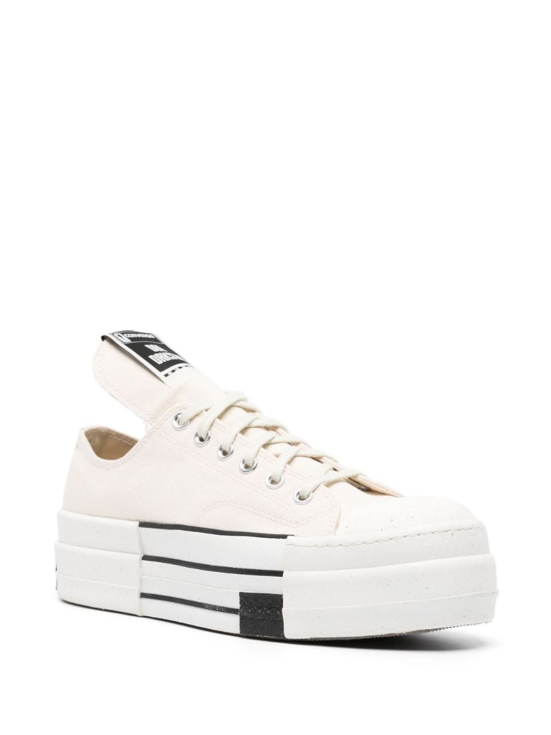 Neutral Oversized-tongue Platform Sneakers