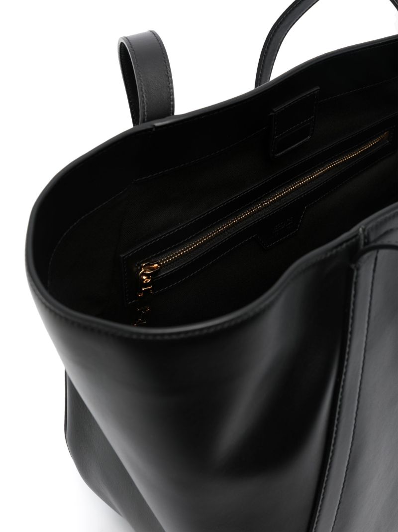 Black Large Greca Goddess Leather Tote Bag