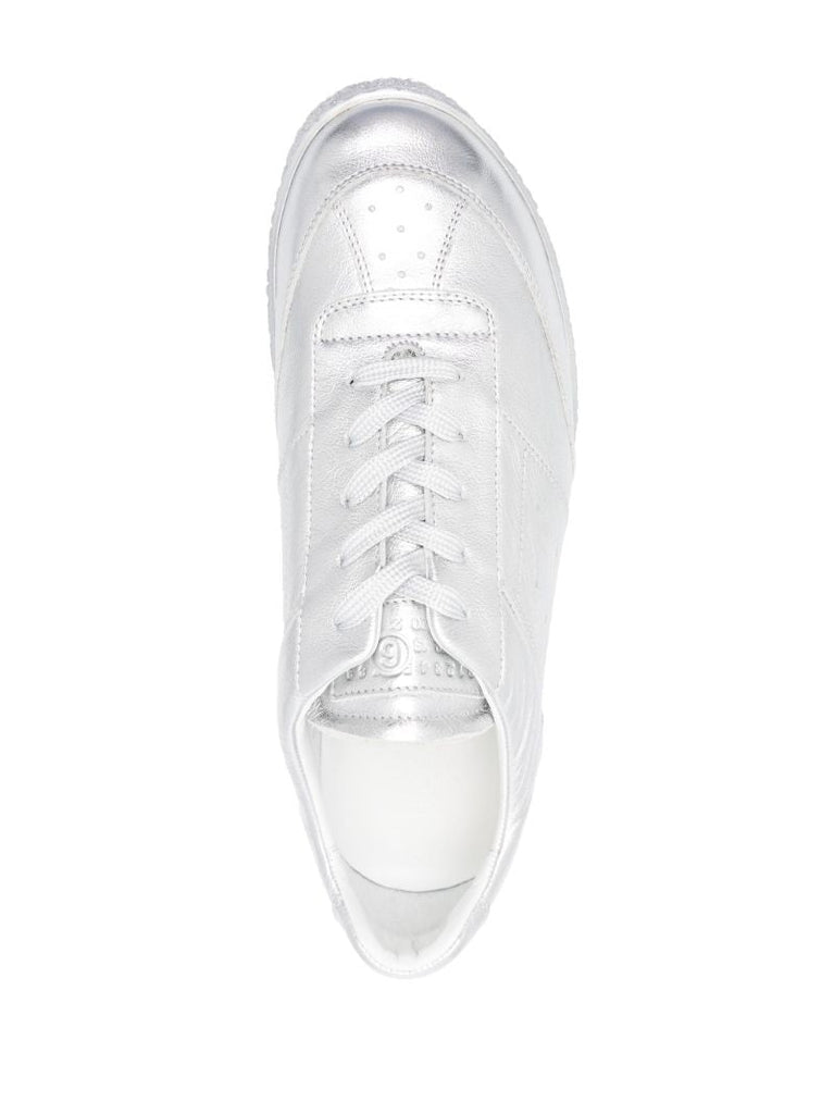 Silver Replica Leather Sneakers