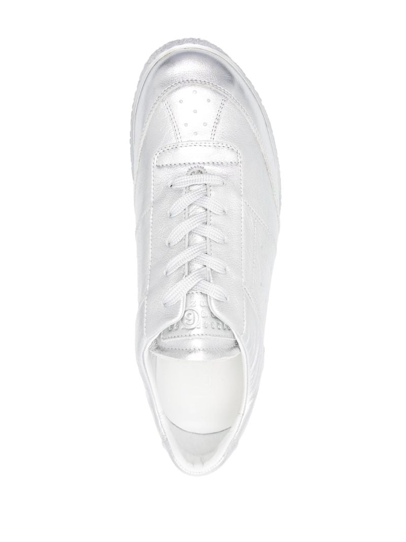 Silver Replica Leather Sneakers