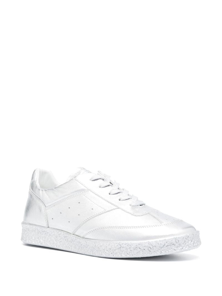 Silver Replica Leather Sneakers