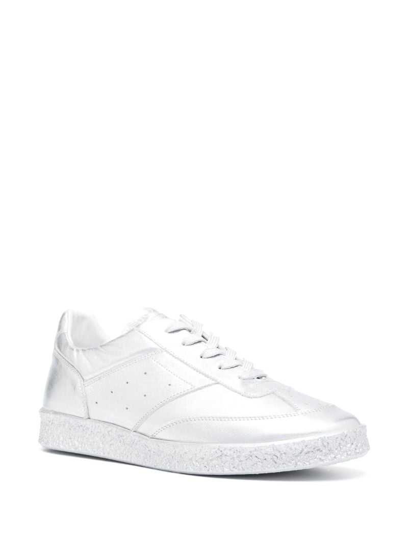 Silver Replica Leather Sneakers