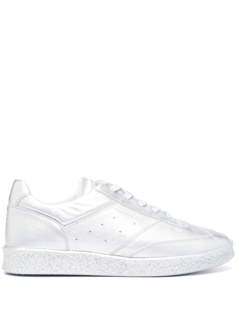 Silver Replica Leather Sneakers