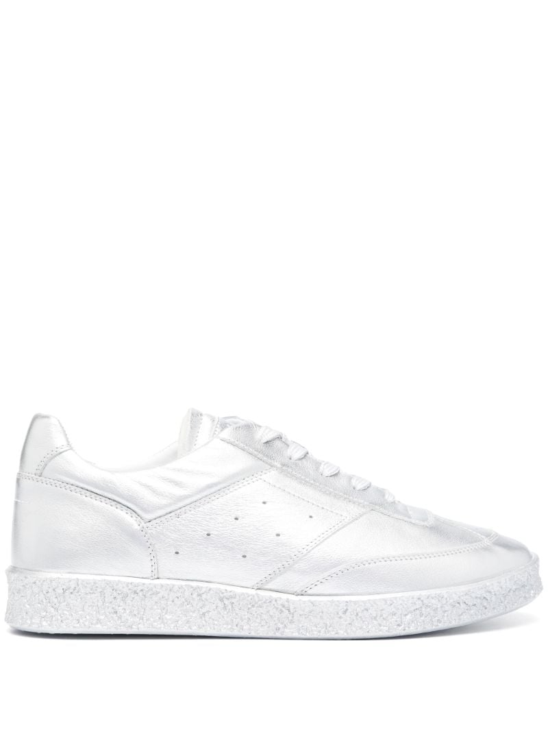 Silver Replica Leather Sneakers