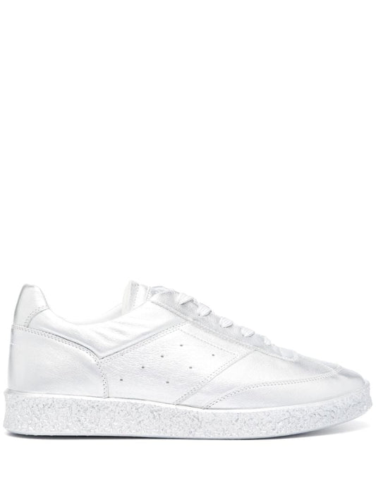 Silver Replica Leather Sneakers