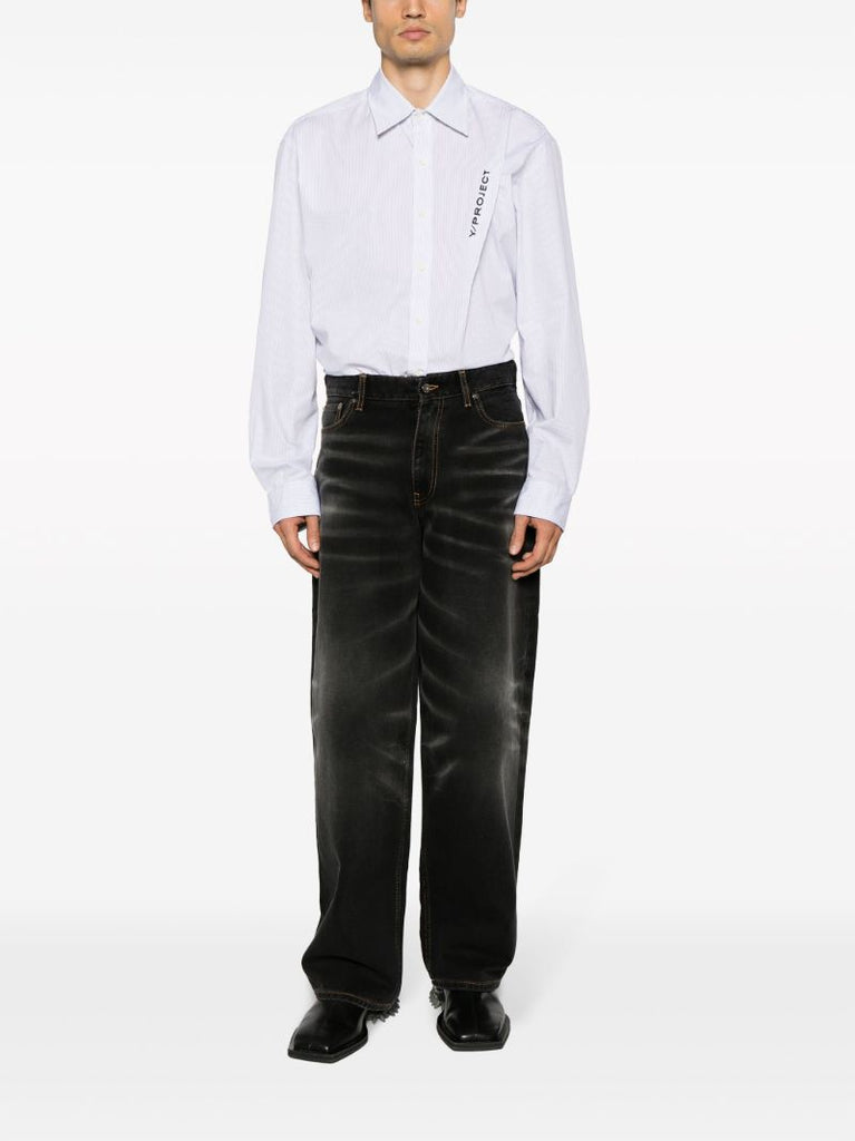 Black Washed Wide-leg Jeans